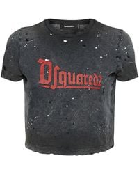 DSquared² - Logo-print Faded Cotton T-shirt - Lyst
