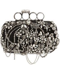 Alexander McQueen Schlagringclutch Aus Satin - Schwarz