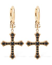 Dolce & Gabbana - Pendants d'oreilles croix avec cristaux dg dna - Lyst