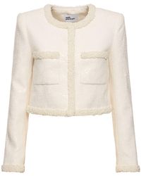 Self-Portrait - Bouclé Faux-Pearl-Trim Jacket - Lyst