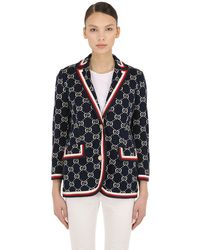 Gucci Blazer "Gg Supreme" In Jersey Di Cotone - Multicolore