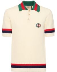 Gucci - Logo-embroidered Striped Cotton-knit Polo Shirt - Lyst