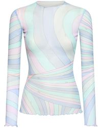 Emilio Pucci - Printed Sheer Long Sleeve Top - Lyst