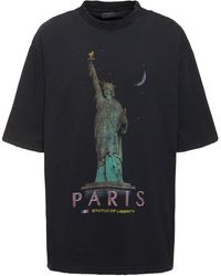 Balenciaga - Paris Liberty Cotton T-shirt - Lyst