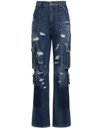 Dolce & Gabbana - Distressed Cargo Jeans W/Metal Logo - Lyst