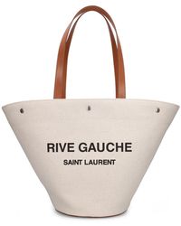 SAINT LAURENT: Noe Rive Gauche tote bag in canvas - White  Saint Laurent  tote bags 499290 9J52E online at