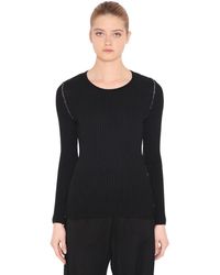 MM6 by Maison Martin Margiela Pull-Over En Laine Nervurée - Noir
