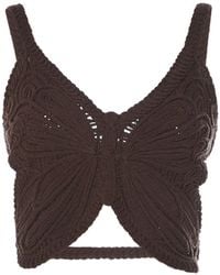 Blumarine - Butterfly Cotton Blend Knit Crop Top - Lyst