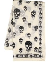 McQueen - Skull Printed Silk Scarf - Lyst