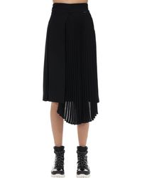 Moncler Jupe Midi Plissée En Crêpe - Noir