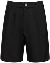 Anine Bing - Carrie Pleated Wool Blend Shorts - Lyst