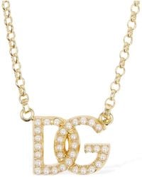 Dolce & Gabbana - Dg Logo Faux Pearl Necklace - Lyst