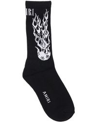 Amiri Socken Aus Baumwollmischung "flames" - Schwarz