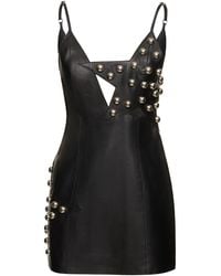 Area - Studded Polka Dot Leather Mini Dress - Lyst
