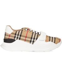 Burberry - Check New Regis Cotton Canvas Sneakers - Lyst