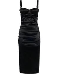 Dolce & Gabbana - Stretch Satin Midi Dress - Lyst