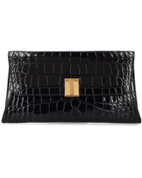 Tom Ford - Shiny Croc Embossed Leather Clutch - Lyst
