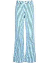 Ganni - Striped Cotton Denim Jeans - Lyst
