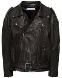 Acne Studios - Oversized Leather Biker Jacket - Lyst