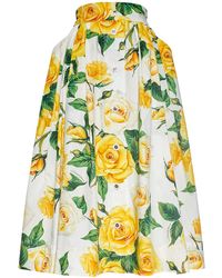 Dolce & Gabbana - Falda midi de popelina de algodón plisado - Lyst