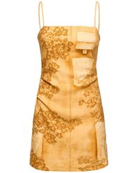 Acne Studios - Printed Linen Blend Cargo Mini Dress - Lyst