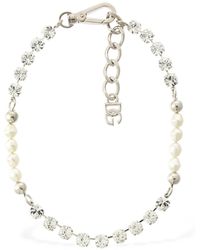 Dolce & Gabbana Imitation Pearl & Crystal Chain Necklace - Metallic
