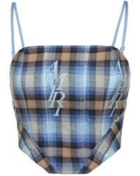 Amiri - Checked Cotton Blend Flannel Corset Top - Lyst