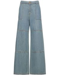 Moschino - Cotton Chambray Wide Pants - Lyst