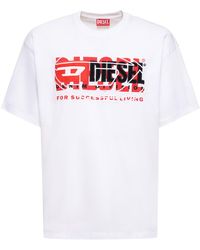 DIESEL - Logo Cotton Jersey Loose T-Shirt - Lyst