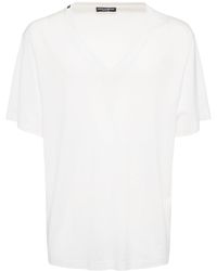 Dolce & Gabbana - T-shirts Aus Baumwolljersey Mit V-ausschnitt - Lyst