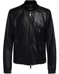Dolce & Gabbana - Zip-up Leather Bomber Jacket - Lyst