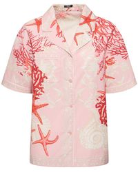 Versace - Mujer Camisa De Popelina De Algodón Estampada - Lyst