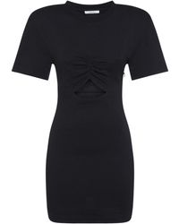 Nensi Dojaka - Cotton Jersey Draped Cutout Mini Dress - Lyst