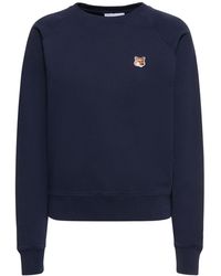 Maison Kitsuné - Fox Head Patch Cotton Jersey Sweatshirt - Lyst