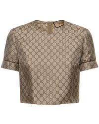Gucci - Camiseta de sarga de seda estampada - Lyst