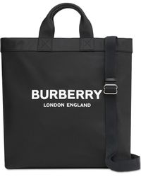 Burberry Bolso Tote De Nylon Con Logo - Negro