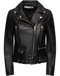 Acne Studios - Belted Leather Biker Jacket - Lyst