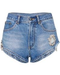 Area - Embellished Denim Hot Shorts - Lyst