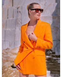 Dundas Tailored Linen Mini Shorts - Orange