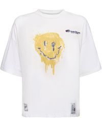 Maison Mihara Yasuhiro - Smiley Face Printed Cotton T-Shirt - Lyst