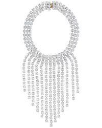 Alessandra Rich Crystal Necklace W/ Fringes - White
