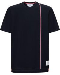 Thom Browne - Cotton S/s T-shirt W/ Stripe - Lyst