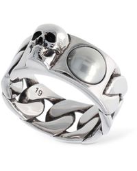Alexander McQueen - Skull & Pearl Brass Ring - Lyst