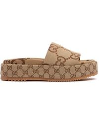 Gucci - 55Mm Angelina Gg Canvas Slide Sandals - Lyst