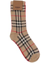 Burberry Socken Aus Baumwollmischstrick Mit Karos - Natur