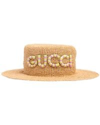 Gucci - Raffia Hat With Logo - Lyst