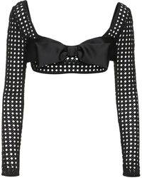 Giambattista Valli Macramé Bow Crop Top in Black | Lyst