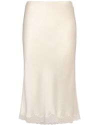 The Row - Irene Silk Satin Midi Skirt W/ Lace - Lyst
