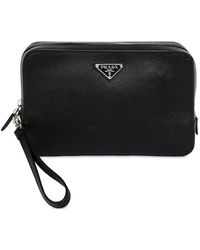 Prada Pouch Aus Saffianoleder - Schwarz