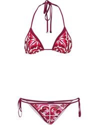Dolce & Gabbana - Maiolica Print Lycra Triangle Bikini Set - Lyst